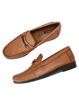 Valentino - Men Premium Leather Cognac Casual Slip On Shoe (Churchil-02-Cognac)