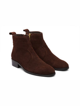 DABLR SHOES - Dortmund - Brown Suede Cuban Heel Boot