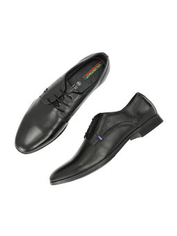 Valentino - Men Premium Leather Black Lace-Up Formal Derby Shoes