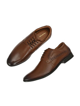 Valentino - Men Premium Leather Mocca Lace-Up Formal Derby Shoes