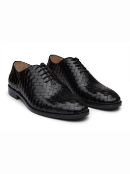 DABLR SHOES - Venice Black Handwoven Leather Shoes