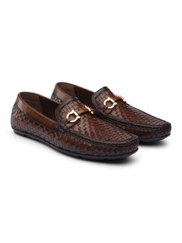 DABLR SHOES - Vienna Chestnut Brown Handwoven Leather Shoes