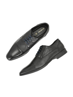 Valentino - Men Premium Leather Black Lace-Up Formal Derby Shoes
