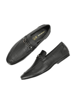 Valentino - Men Premium Leather Black Slip On Shoes