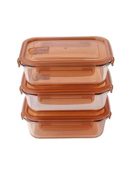 UMAI - Borosilicate Glass Container with PP Lid-Rectangular Amber