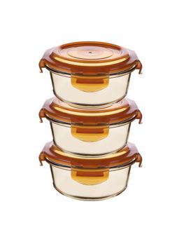 UMAI - Borosilicate Glass Container with PP Lid-Round Amber