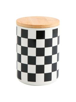 UMAI - Ceramic Jar 800ml Black White Square Pattern