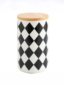 UMAI - Ceramic Jar 1000ml Black White Diamond Pattern