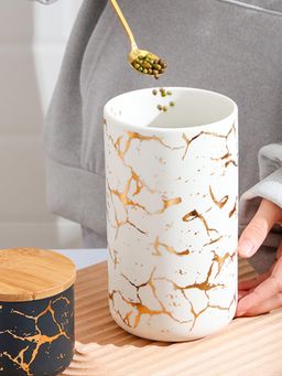 UMAI - Ceramic Jar 1000ml White with Print