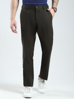 Monte Carlo - Men Solid Regular Fit Olive Trouser