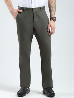 Monte Carlo - Men Solid Regular Fit Olive Trouser