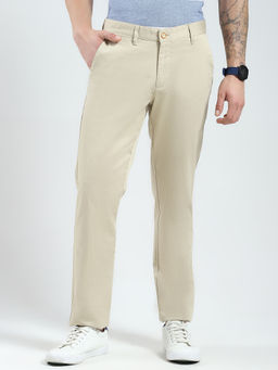 Monte Carlo - Men Solid Slim Fit Beige Trouser