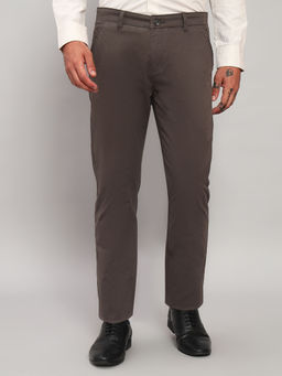 Cantabil - Men Solid Brown Non Pleated Regular Fit Formal Trouser