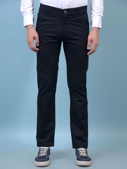 CRIMSOUNE CLUB - Men Navy Blue Straight Trouser