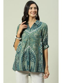 Biba - Teal & Green Printed Shirt