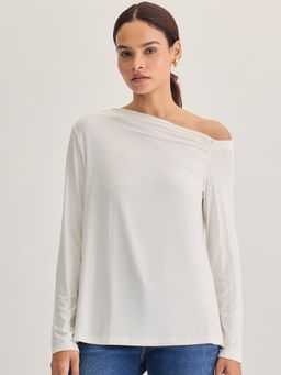Femmella - Women White Bamboo Solid Regular Fit Top