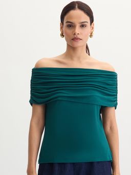 Femmella - Women Green Bamboo Solid Regular Fit Top