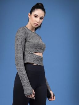 RIGO - Women Grey Polyester Solid Slim Fit Top