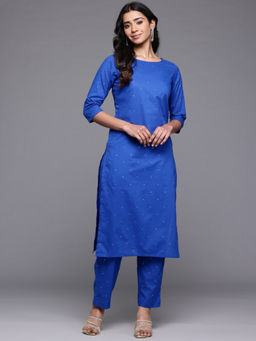 Ahalyaa - Women Traditional Wear Blue Kurta with Pant (Set of 2)