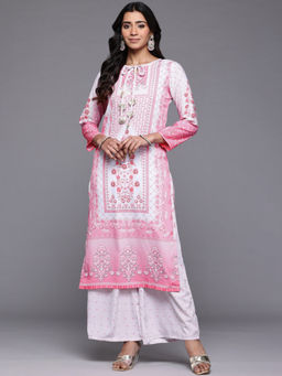 Ahalyaa - Women Traditional Wear Pink Kurta with Palazzo (Set of 2)
