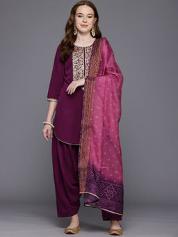 Ahalyaa - Women Traditional Wear Purple Kurta with Salwar & Dupatta (Set of 3)