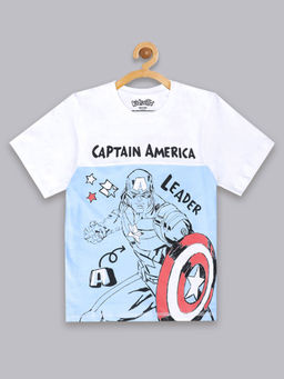 Kidsville - Captain America Printed White T-shirt For Boys
