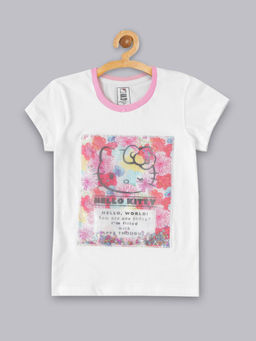 Kidsville - Hello Kitty Printed White T-shirt For Girls
