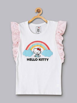 Kidsville - Hello Kitty Printed White T-shirt For Girls