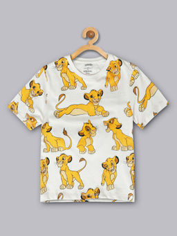 Kidsville - Lion King Printed White T-shirt For Boys