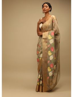 KALKI FASHION - Croissant Gold Saree Made In Zari Kota Silk with Unstitched Blouse