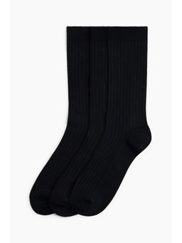 H&M - Men Black 3-Pack Bamboo Viscose-Blend Socks