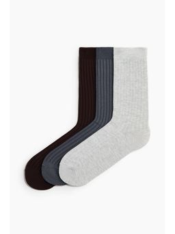 H&M - Men Brown 3-Pack Bamboo Viscose-Blend Socks