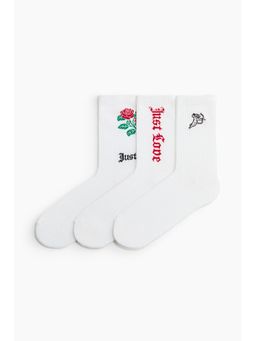 H&M - Men White 3-Pack Motif-Detail Socks