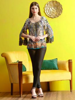 DEBONATELLA - Sequins Ruffle Multi-Color Top