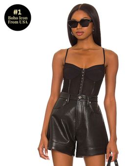 Free People - Night Rhythm Corset Bodysuit Black