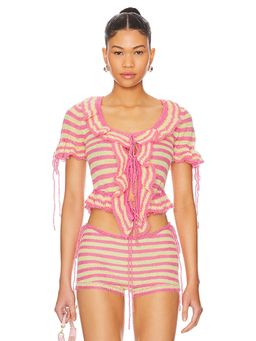 GUIZIO - Ruffle Knit Tie Top