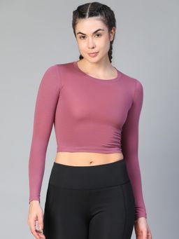Athlisis - Women Cotton Fitted Crop T-Shirt - Mauve