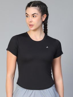 Athlisis - Women e-Dry Cut Outs Slim Fit T-Shirt - Black