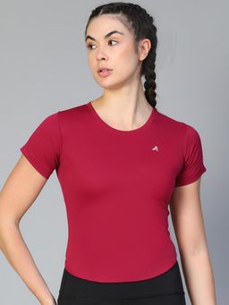 Athlisis - Women e-Dry Applique Slim Fit T-Shirt - Maroon