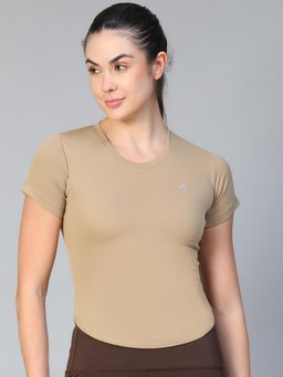 Athlisis - Women e-Dry Raw Edge Slim Fit T-Shirt - Khaki
