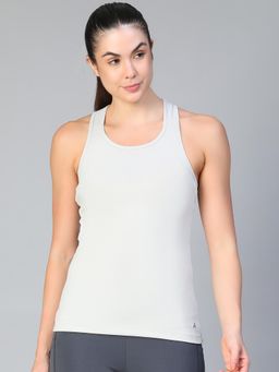 Athlisis - Women Solid Round Neck Tank Top - Grey