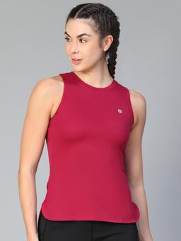 Athlisis - Women Solid Round Neck Tank Top - Maroon