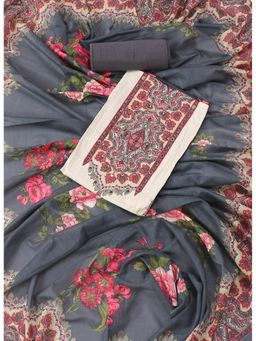 SALWAR STUDIO - Multi and Grey Printed Floral Cotton Unstitched Dress (Set of 3)