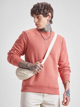 HIGHLANDER - Mens Peach Solid Sweatshirt