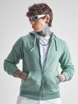 HIGHLANDER - Mens Green Hooded Front Open Jacket