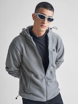 HIGHLANDER - Mens Grey Mock Collar Front Open Jacket
