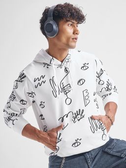 HIGHLANDER - White Printed Regular Fit Hoodie