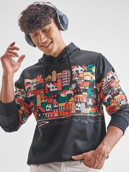 HIGHLANDER - Black Printed Regular Fit Hoodie