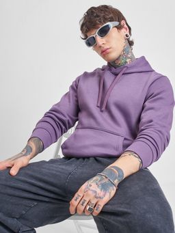 HIGHLANDER - Purple Solid Slim Fit Hoodie