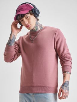 HIGHLANDER - Pink Solid Slim Fit Sweatshirt